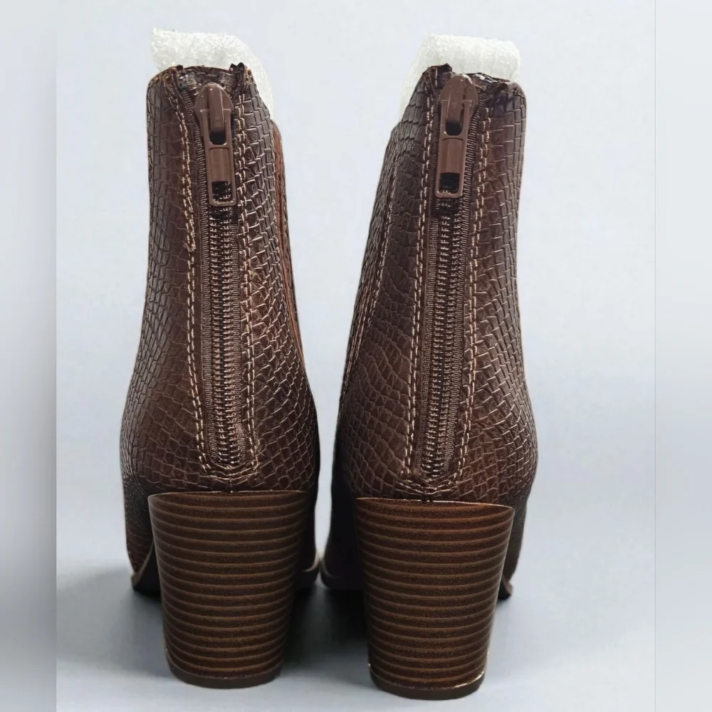 Soda Brown Textured Ankle Booties